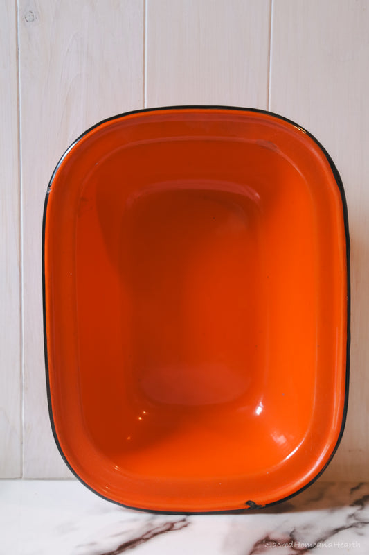 Medium Orange Enamel Platter