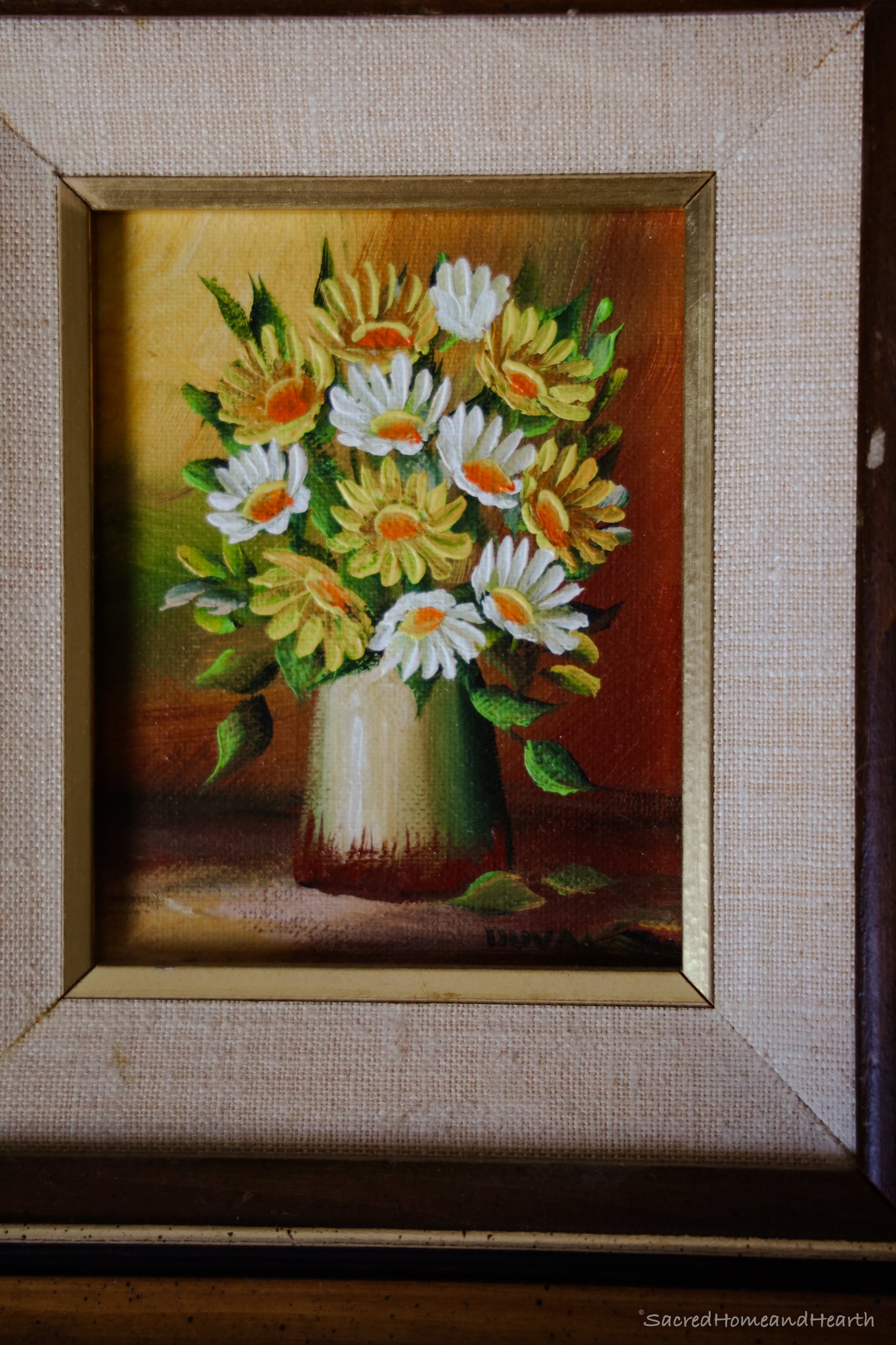 Oil Painting Daisies Frame