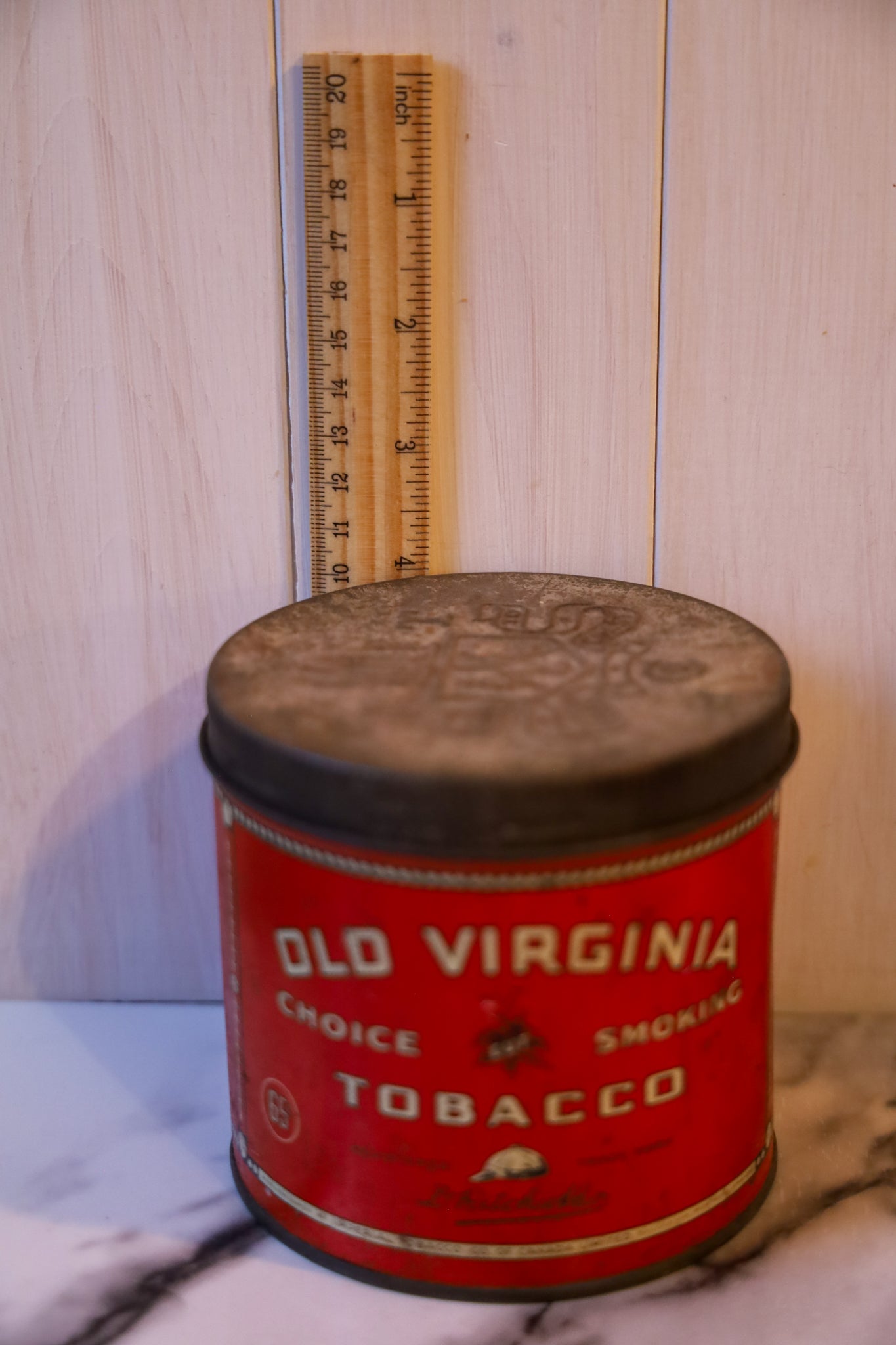 Vintage Tobacco Tin Can with Checkers