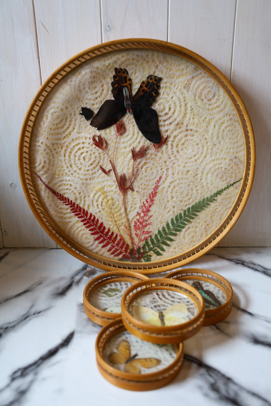 Boho Vintage Pressed Butterfly tray Set