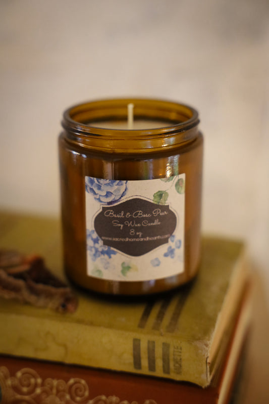 Basil and Bosc Pear Soy Wax Candle