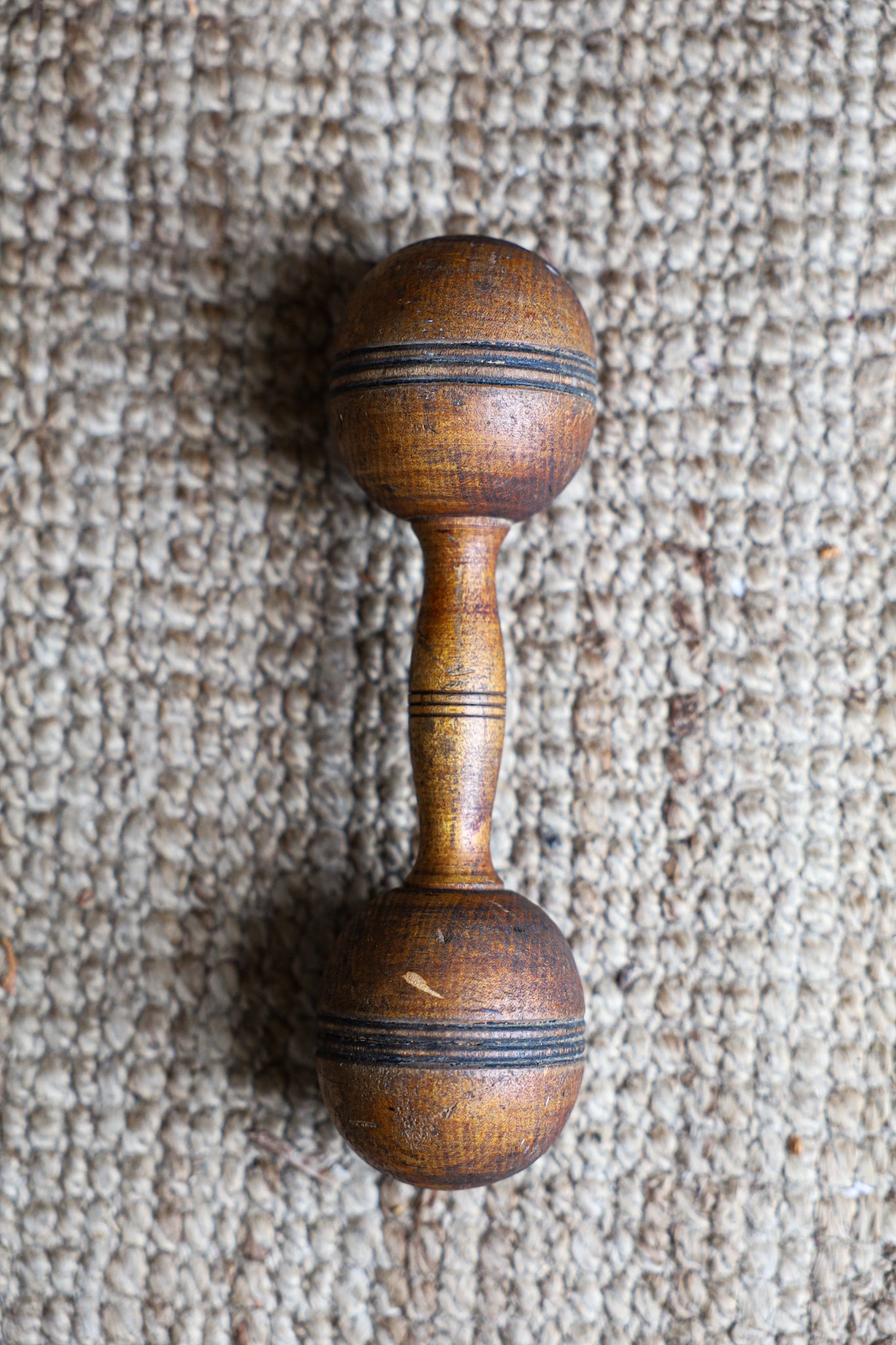 Antique Wooden Dumbbell Weight