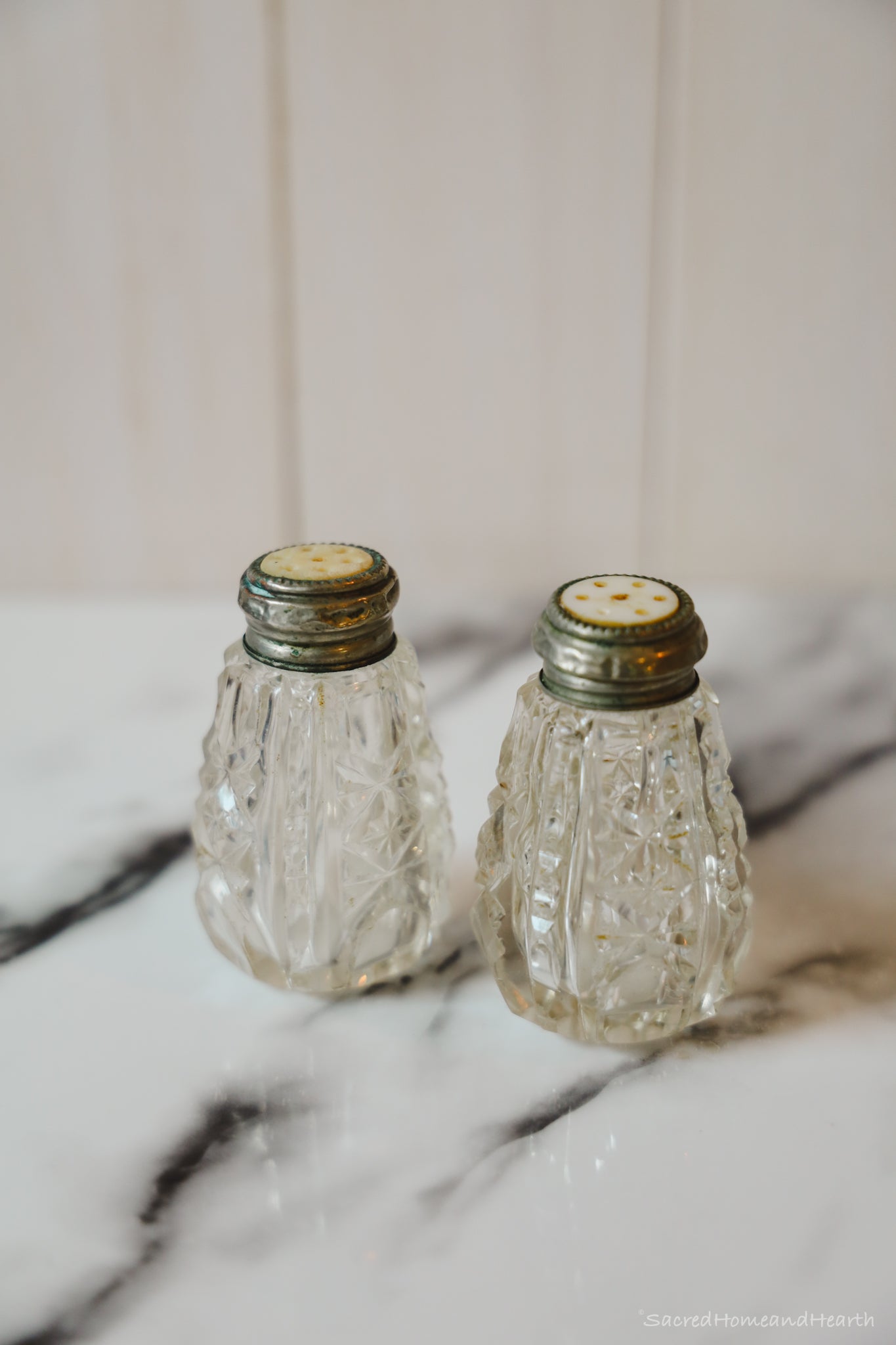 Vintage Glass Salt and Pepper Shakers